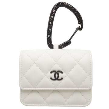 CHANEL Matelasse Coco Mark Jewel Hook AP2397 Card Case Lambskin White 180216