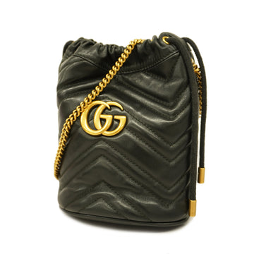 GUCCIAuth  GG Marmont 575163 Women's Leather Shoulder Bag Black