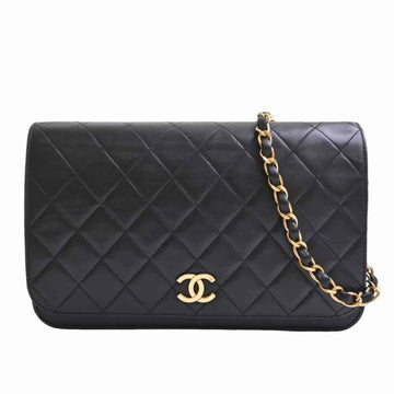 Chanel lambskin matelasse here mark full flap chain shoulder bag black