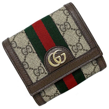 Gucci F-14275 Canvas,Leather Wallet (bi-fold) Beige,Brown,Gold,Green,Red Color
