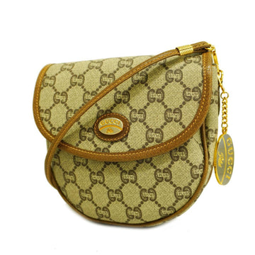 GUCCI Shoulder Bag GG Supreme Old PVC Brown Beige Gold Hardware Women's