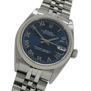 ROLEX Datejust 68274 U number watch boys automatic winding AT stainless steel SS white gold WG silver blue Roman polished