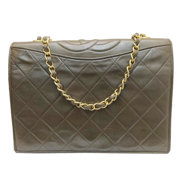 CHANEL chain shoulder matelasse here mark bag olive khaki vintage lambskin ladies