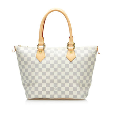 LOUIS VUITTON Damier Azur Saleya PM Handbag Tote Bag N51186 White PVC Leather Ladies