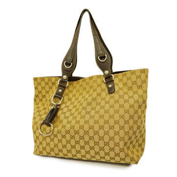 GUCCI Tote Bag GG Canvas Horsebit 229852 Brown Beige Silver Hardware Women's