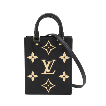 LOUIS VUITTON Petit Sac Plat Black Monogram empreinte leather M81416