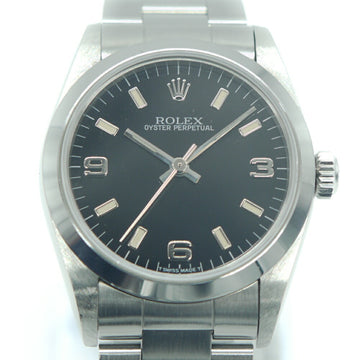 ROLEX Oyster perpetual 67480 U serial SS/YG automatic winding black dial 369 index
