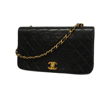 CHANEL Shoulder Bag Matelasse Chain Lambskin Black Women's