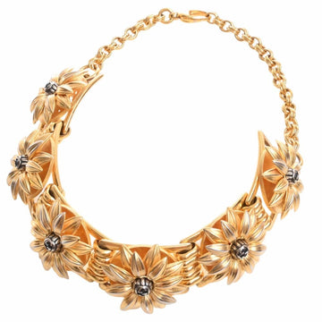 GUCCI Interlocking G Flower Necklace Choker Gold Women's