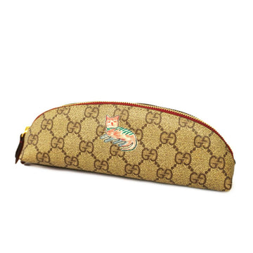 GUCCI Pen Case GG Supreme 662129 Beige Gold Hardware Women's