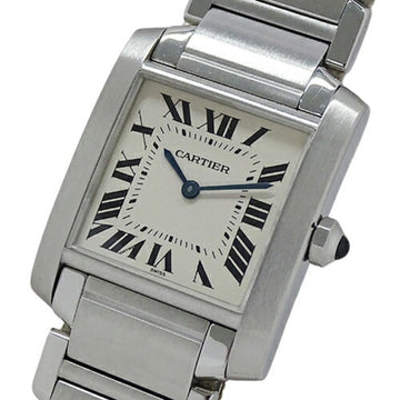 CARTIER Watch Boys Tank Française MM Quartz Stainless Steel SS W51003Q3 Silver Ivory Polished