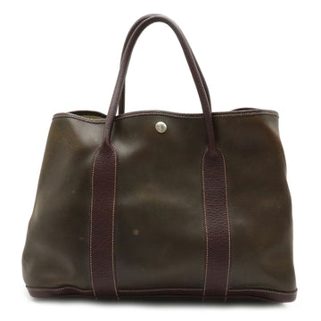 HERMES Garden PM Tote Bag Handbag Amazonia Dark Brown