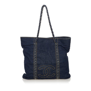 Chanel Coco Mark Chain Shoulder Bag Navy Women's