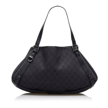 Gucci GG Canvas Abbey Handbag Tote Bag 293578 Black Leather Ladies GUCCI