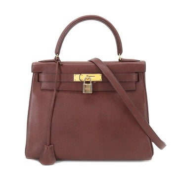 HERMES Kelly 28 2way hand shoulder bag Kushbel Epson Havana A stamped inside stitch Gold metal fittings