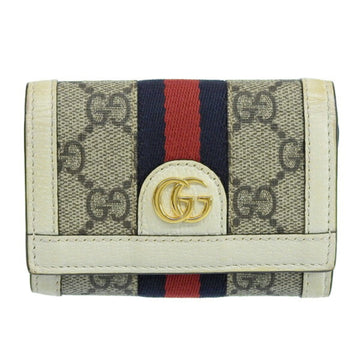 GUCCI Ophidia GG Supreme Trifold Wallet 644334 Beige White Ladies