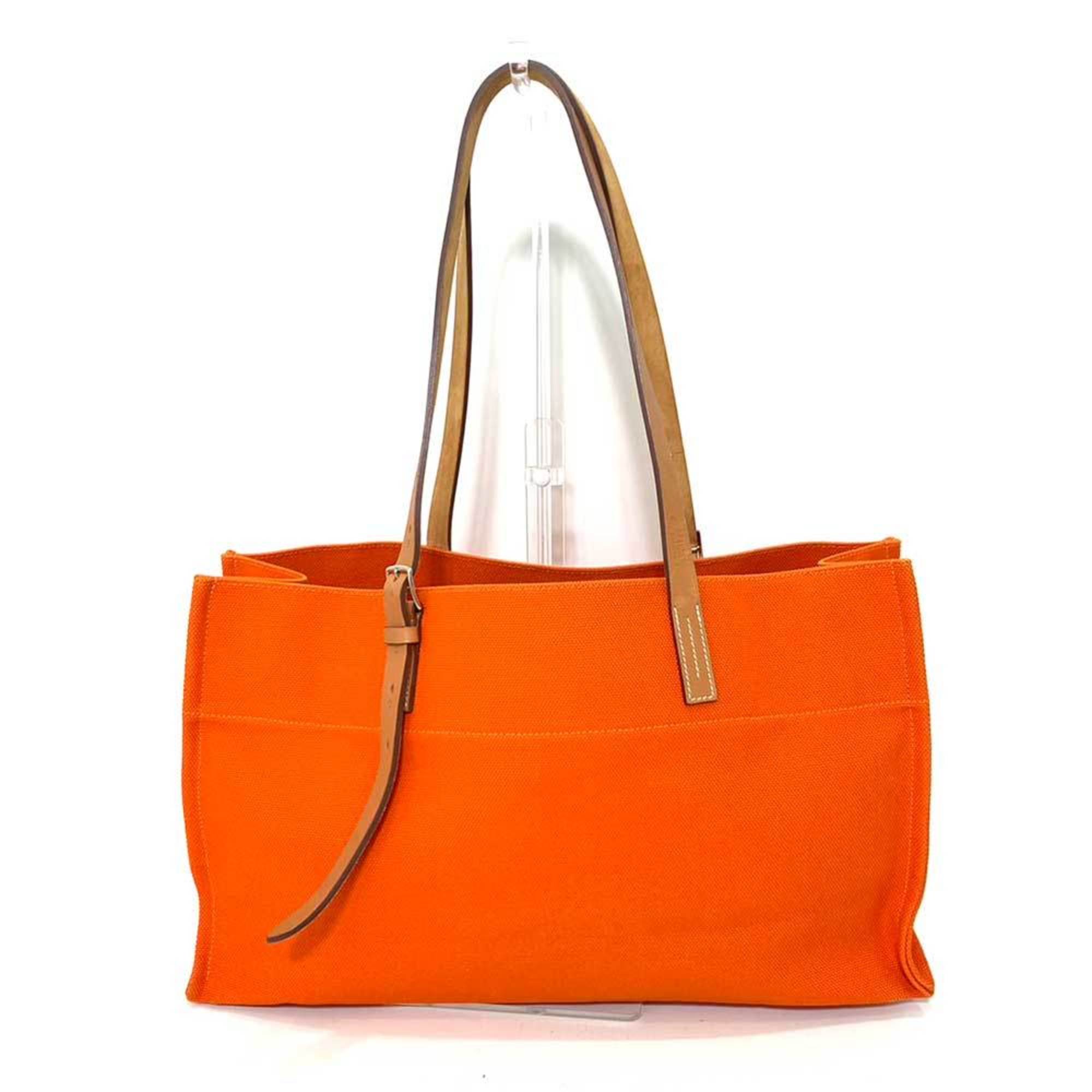 HERMES Bag Etriviere Elan Orange x Brown Tote Ladies Toile Ash Vache C