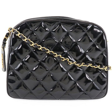 Chanel chain shoulder matelasse vintage enamel black ladies bag