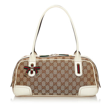 Gucci GG Canvas Sherry Line Handbag 161720 Beige Leather Ladies GUCCI