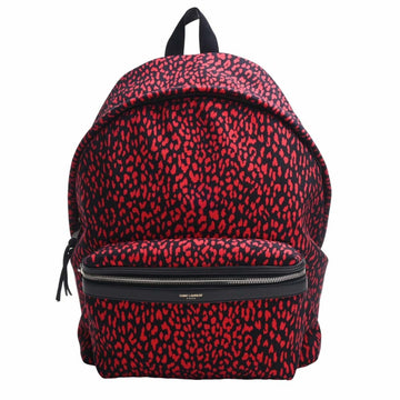 SAINT LAURENT Canvas Leopard Rucksack Backpack 326865 Red Ladies