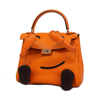 HERMESAuth  Kelly Doll D Stamp Women's Swift Leather Handbag Orange
