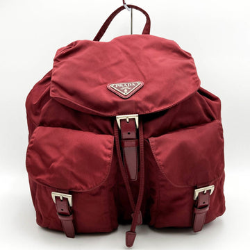 PRADA Rucksack Daypack Nylon Bag Triangle Logo Red Ladies Men's Fashion