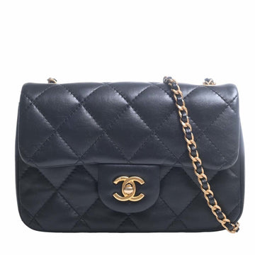 CHANEL Lambskin Mini Matelasse Coco Mark Heart Chain Shoulder Bag Black Ladies