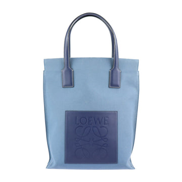 LOEWE shopper bag tote 31550OS66 cotton canvas calf leather blue navy handbag shopping