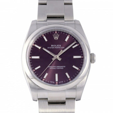 ROLEX Oyster Perpetual 114200 Red Grape Dial Used Watch Men's