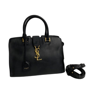 SAINT LAURENT PARIS YSL logo metal fittings leather genuine 2way handbag shoulder bag black 22314