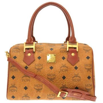 MCM Monogram Pattern PVC Brown Handbag Bag 0236