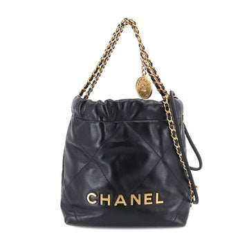 CHANEL 22 mini 2way chain hand shoulder bag leather black AS3980 Mini Bag