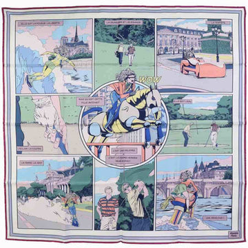 HERMES Scarf Carre 90 Double Face Wow Silk Multicolor Unisex