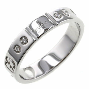 GUCCI Ring Icon Amor Heart Width Approx. 4mm 10P K18 White Gold Diamond No. 11 Ladies