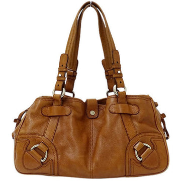 Celine Women's Shoulder Bag Tote Leather Camel Brown