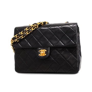 CHANEL Shoulder Bag Matelasse Chain Lambskin Black Gold Hardware Women's