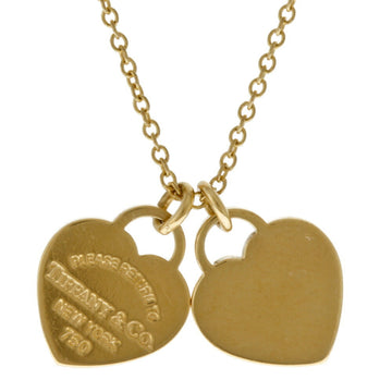TIFFANY Return Toe Double Heart Necklace 18K Yellow Gold Women's &Co.