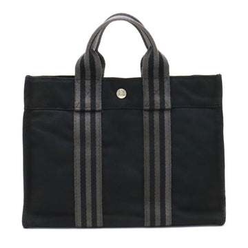 HERMES Four Tote PM Bag Handbag Canvas Black Gray