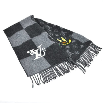 LOUIS VUITTON muffler NIGO collaboration Escharpe Damier giant wave monogram cashmere black x gray men's MP2701