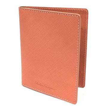 SALVATORE FERRAGAMO Business Card Holder Case Leather Salmon Pink Wallet