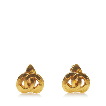 CHANEL Coco Mark Heart Earrings Gold Plated Ladies