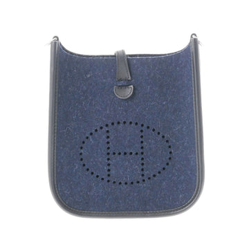 HERMES Evelyn TPM Blue Nui Black Y Engraved [around 2020] Women's Felt Shoulder Bag