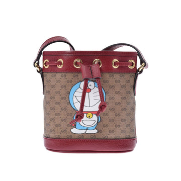 Gucci Doraemon Collaboration Mini Type Beige/Red 647801 Women's PVC/Calf Shoulder Bag