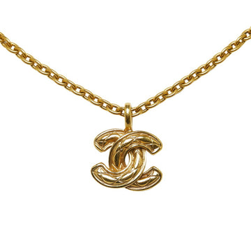 CHANEL Cocomark Matelasse Necklace Gold Plated Women's