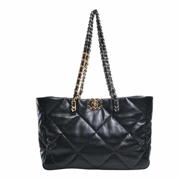 CHANEL lambskin 19 bag coco mark chain shoulder AS3660 black ladies