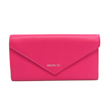 BALENCIAGA Paper Thin Manny 499207 Unisex Leather Long Wallet [bi-fold] Pink