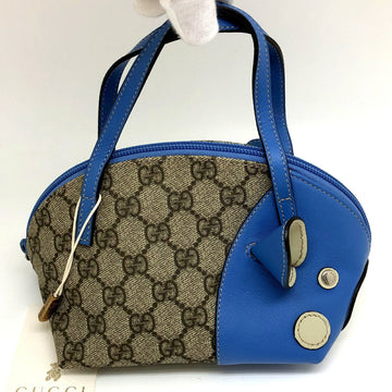 GUCCI Handbag 271093 GG Pattern PVC Leather Beige Blue Silver Hardware Pig Ladies