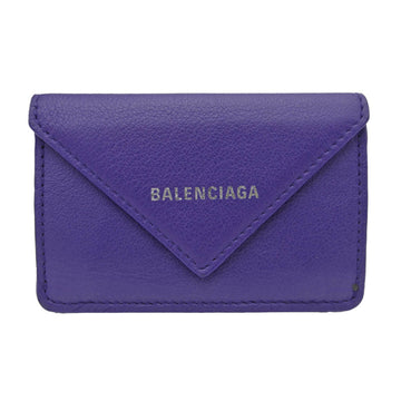 BALENCIAGA Paper Mini 391446 Women's Leather Wallet [tri-fold] Blue