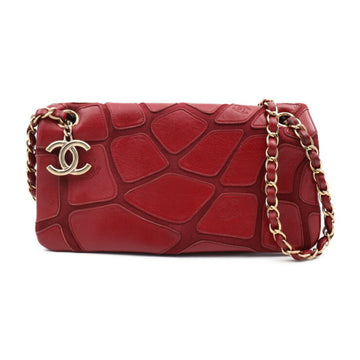 CHANEL shoulder bag leather canvas Bordeaux system here mark 2WAY handbag gold metal fittings chain 12 series