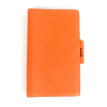 HERMES notebook cover leather orange unisex
